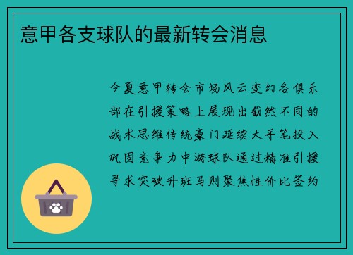 意甲各支球队的最新转会消息